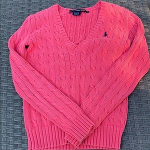 Ralph Lauren sport cable knit v neck sweater